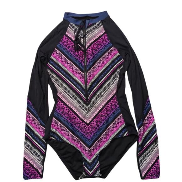 NEW BEACH HOUSE SPORT Long Sleeve Zipper Front One Piece Swimsuit Womens 10 - Picture 1 of 7